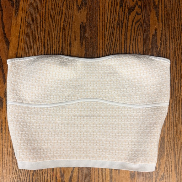 Express Ivory Tan Houndstooth Knit Bandeau Strapless Tube Top Size XL NWT - Picture 5 of 9